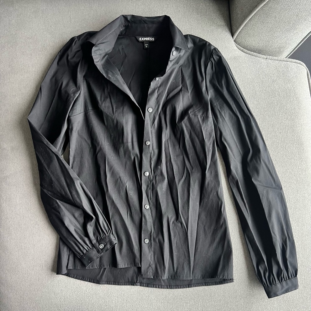 Express Black Lightweight Button-Up Shirt